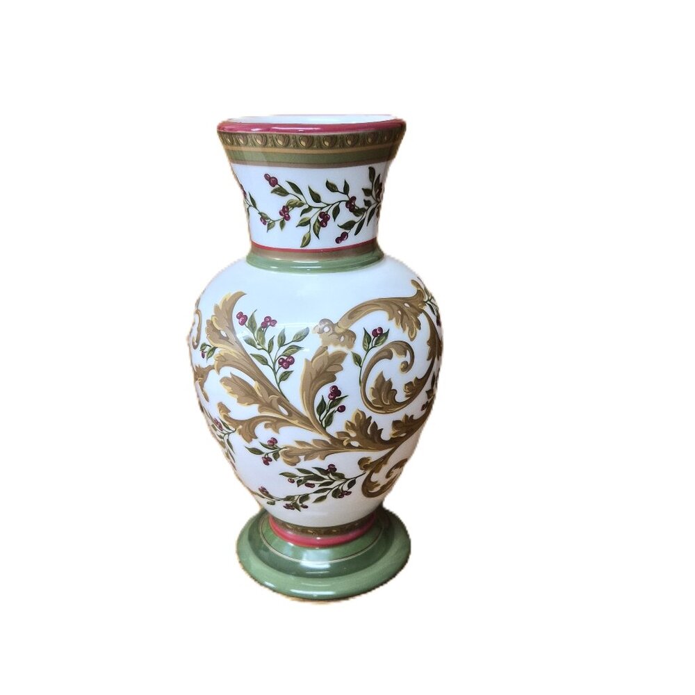 VTG Laura Ashley Home FTD Ceramic Vase – Berries & Gold 8.75" Classic Heritage